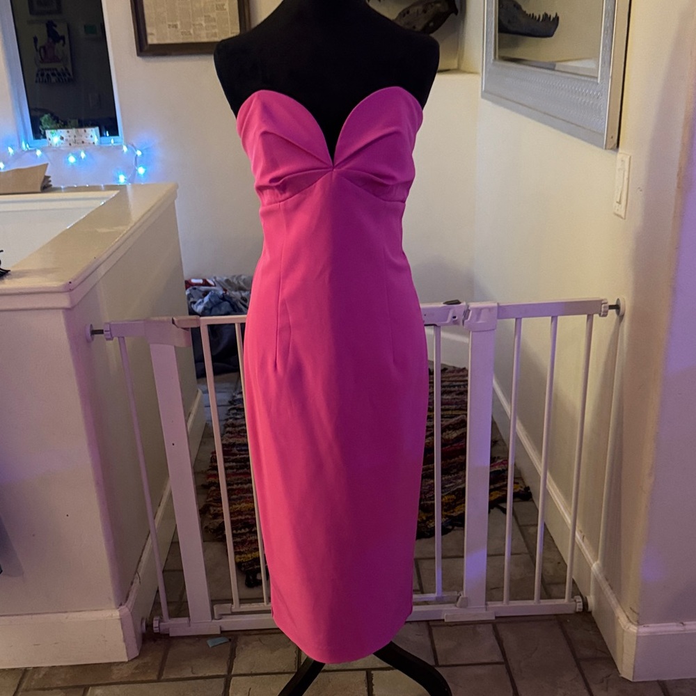 Bardot Strapless Fuchsia Dress